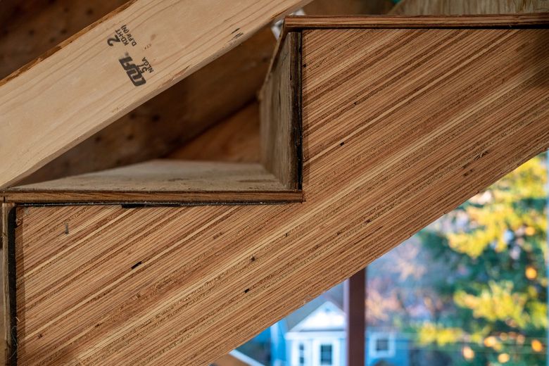 Mass timber is a large-scale, engineered wood product made by layering lumber together. Architect Susan Jones helped implement changes to the International Building Code that allow for taller wood  structures like her firm’s Heartwood, an eight-story building for housing on Capitol Hill. (Lara Swimmer)