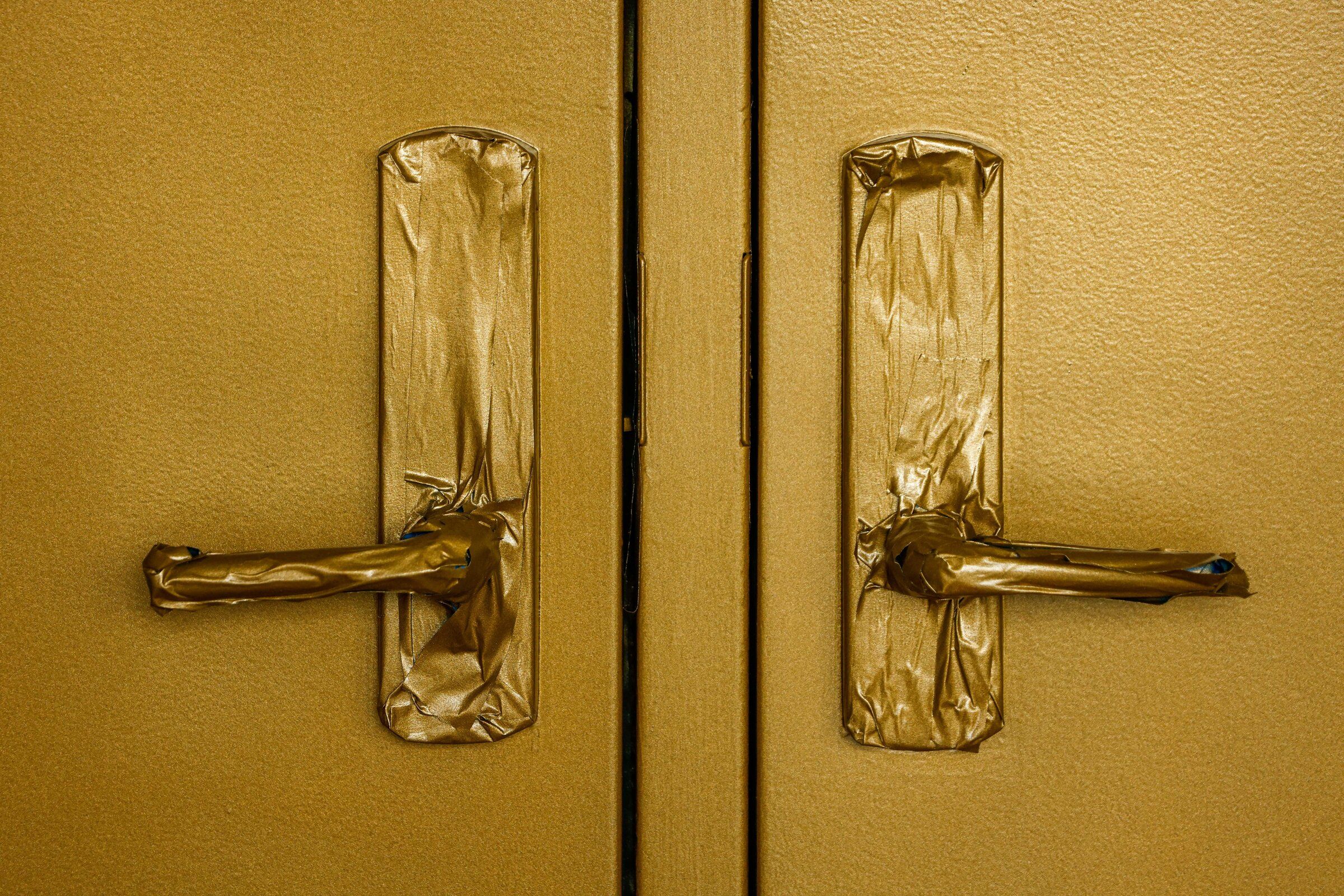 Doors to the Illsley Ball Nordstrom Auditorium, visible from the Bill and Melinda Gates Foundation Lobby at Benaroya Hall. (Andrew Burk-Stevenson / The Seattle Times)