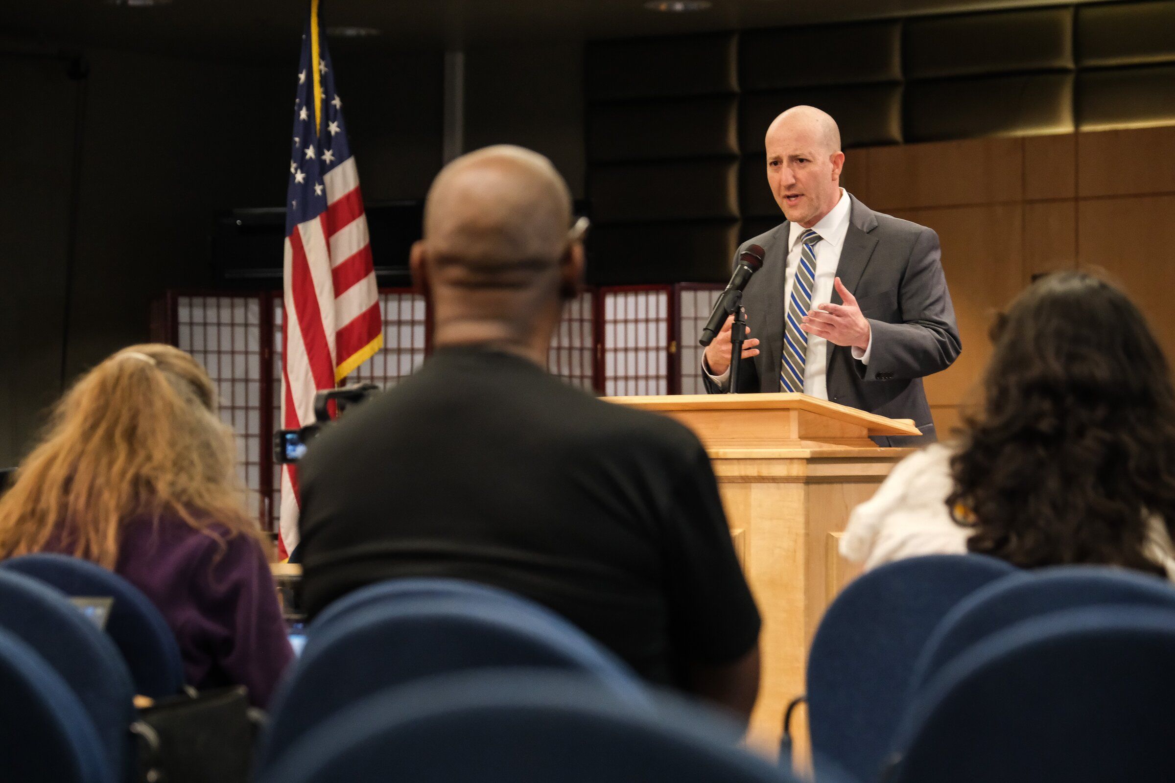Seattle Public Schools Superintendent Ben Shuldiner discusses the progress of negotiations with teachers Monday. (Dean Rutz / The Seattle Times)