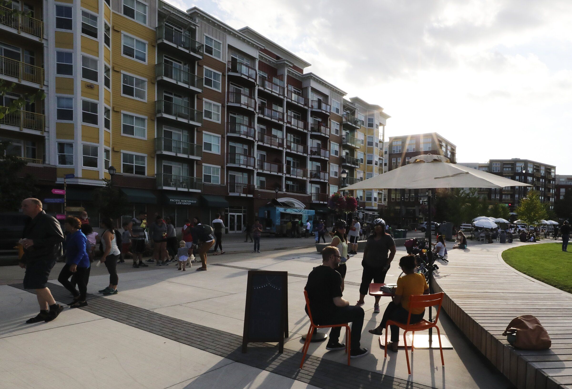 The number of foreign-born residents in Downtown Park in Redmond, shown here, increased by 2,500 — from about 700 in 2015 to 3,200 in 2024. (Alan Berner / The Seattle Times, 2019)
