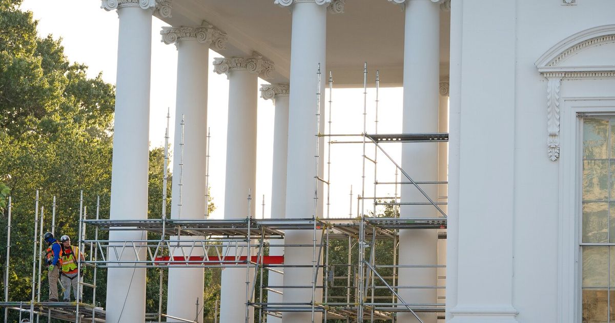 Trump’s White House North Portico project nears completion with shroud and scaffolding taken down