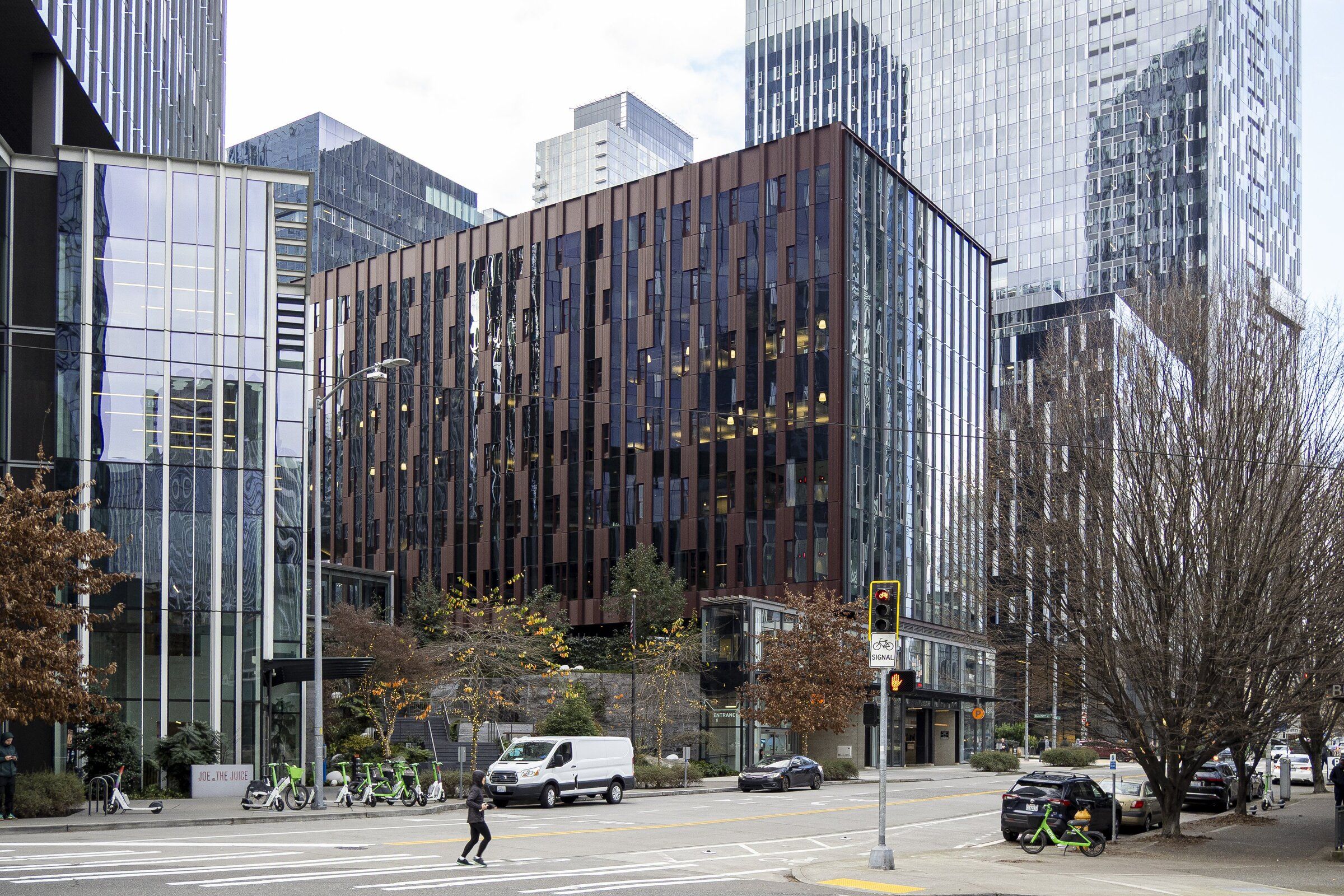 Amazon buildings in Seattle’s South Lake Union neighborhood, Jan. 26. (Kevin Clark / The Seattle Times)