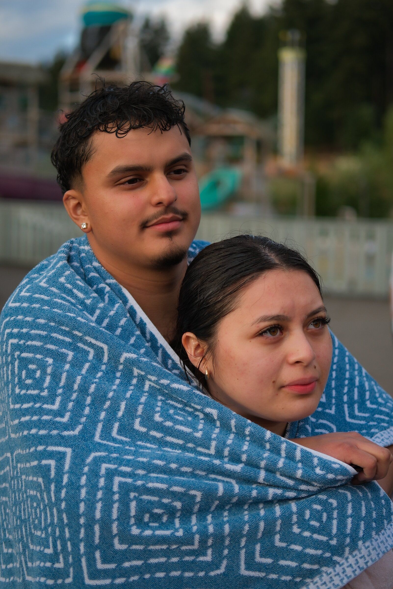 Alejandro M and Cindy T, of Portland, wait in line for a last treat before heading home from Wild Waves, August 29, 2026. “We had to come one more time before i