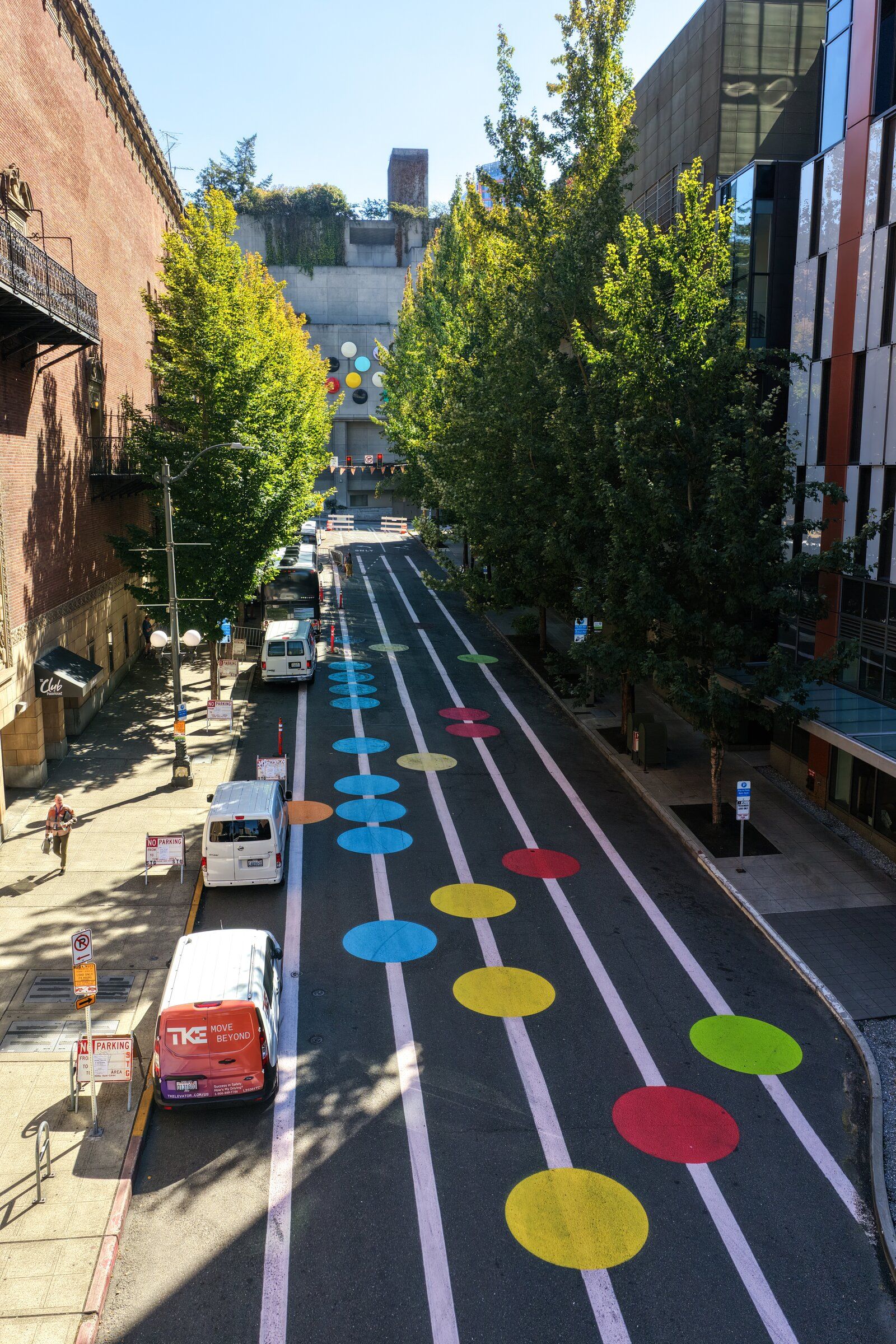 This is not road paint. Ninth Avenue between Pike Street and Pine Street still has the feel of a grating, which is now, at least to city transportation officials, unwelcome. (Karen Ducey / The Seattle Times)