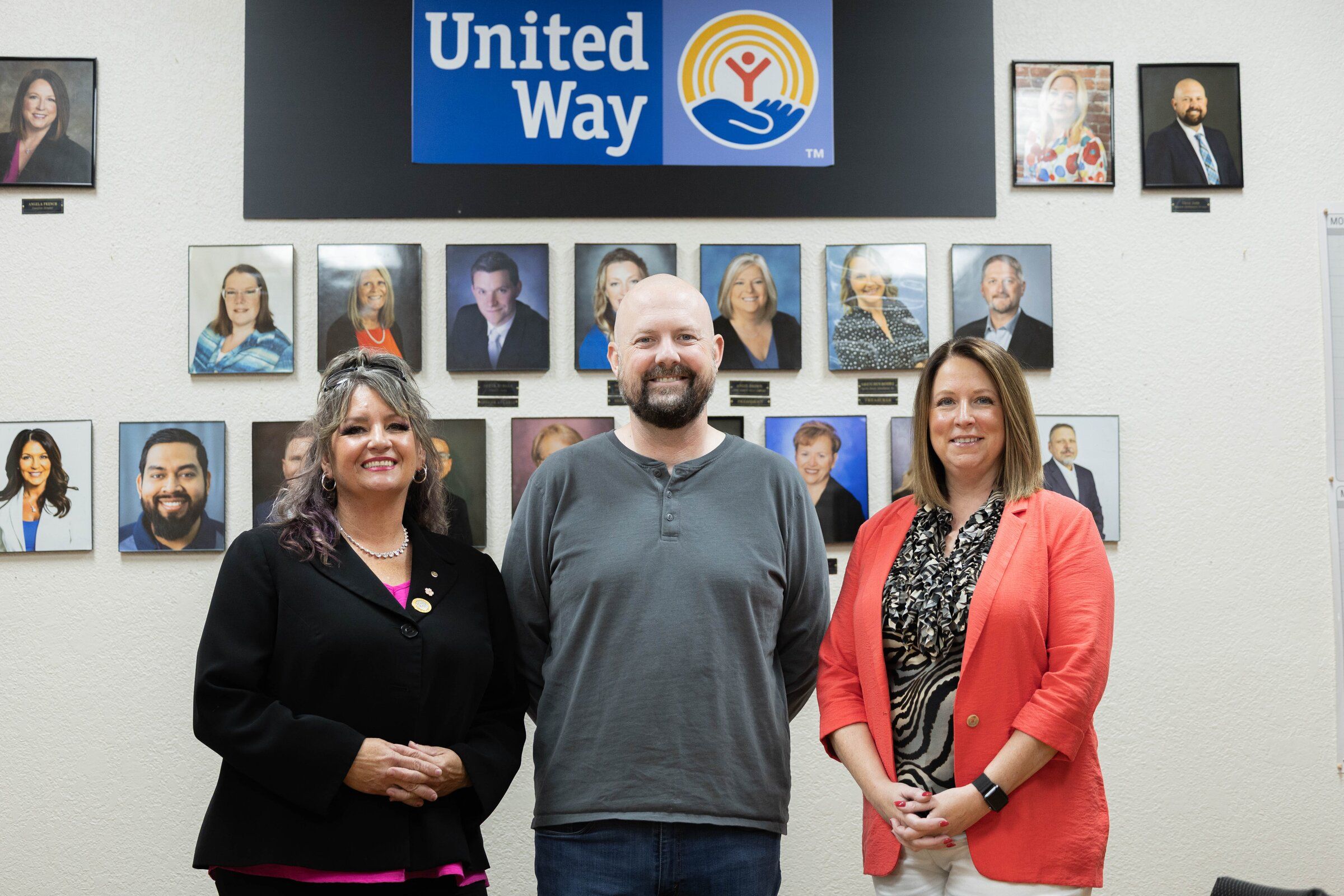 From the left, Twin Cities Rotary Club member Val Eckloff, United Way Lewis County Resource Development Director Chris Judd and United Way Lewis County Executive Director Angela French at United Way Lewis County in Chehalis on last month. (Otto Rabe / The Chronicle)