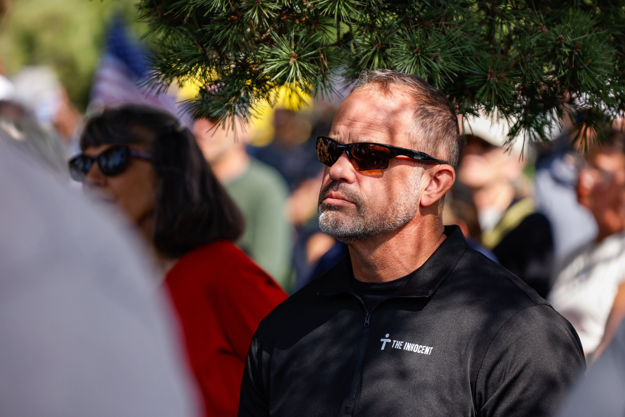 Rep. Brian Burnett listens to a speaker at the Spirit of America 9/11 memorial in Cashmere last month. (Andrew Burke-Stevenson / The Seattle Times)