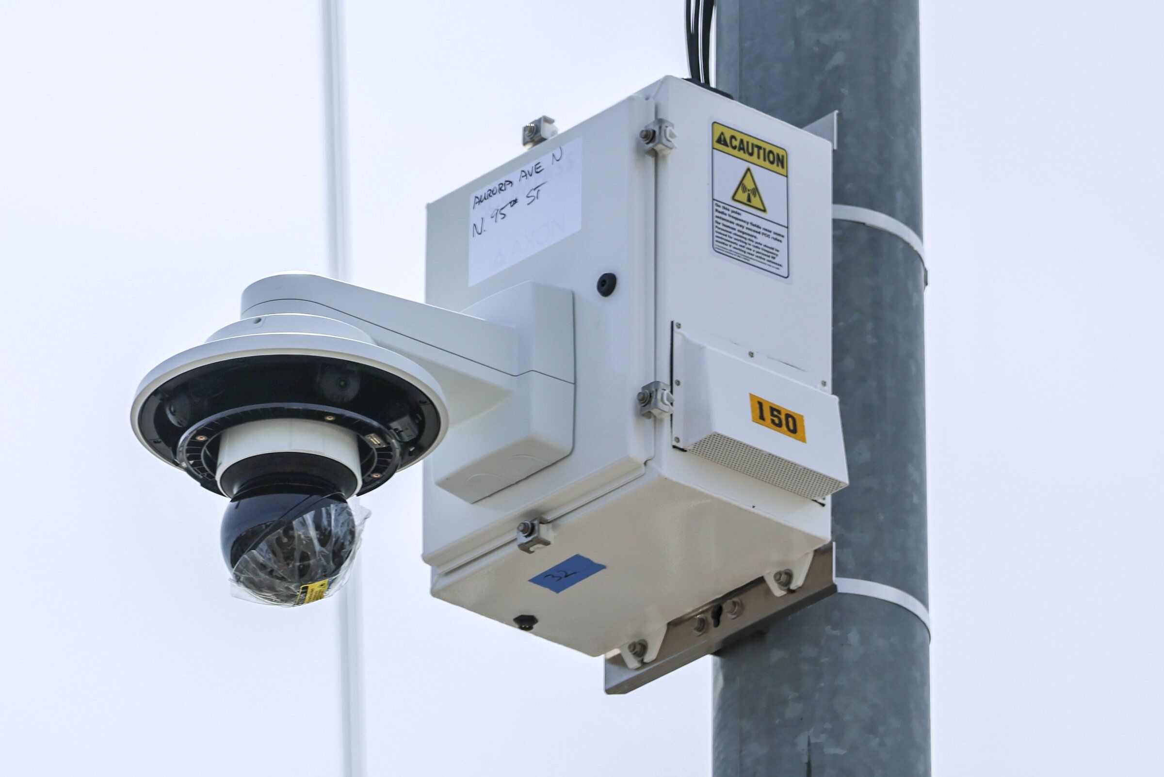Seattle Police Department surveillance camera. (Kevin Clark / The Seattle Times, 2025)