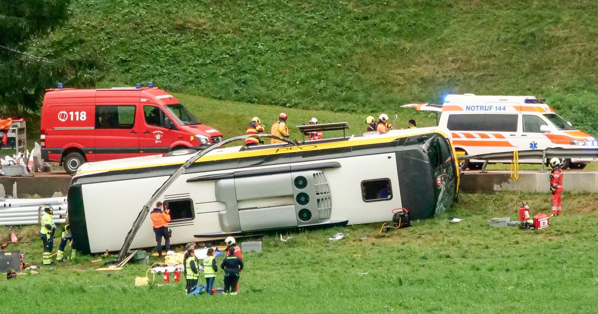Dutch tour bus overturns in Switzerland, leaving several people dead, police say