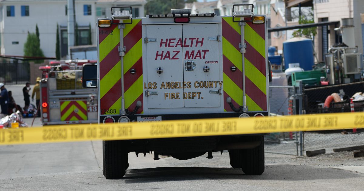 Southern California authorities respond to a leak of an unknown chemical from a tank