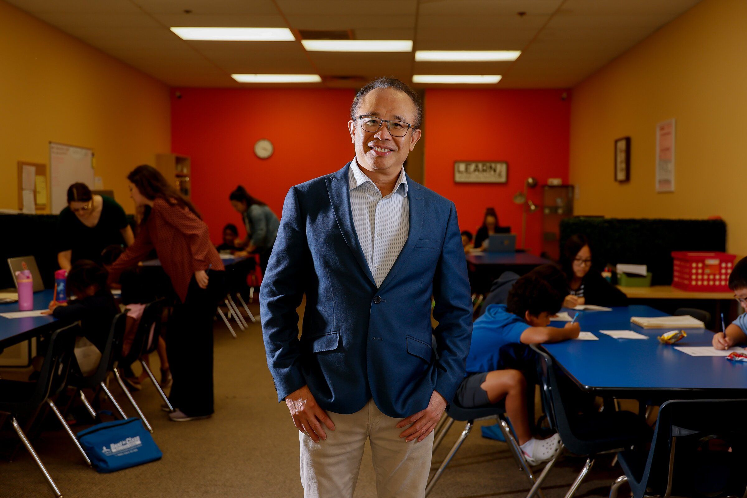Hao Lam is shown inside one of his Best in Class Education Centers on Oct. 6 in Renton. (Jennifer Buchanan / The Seattle Times)