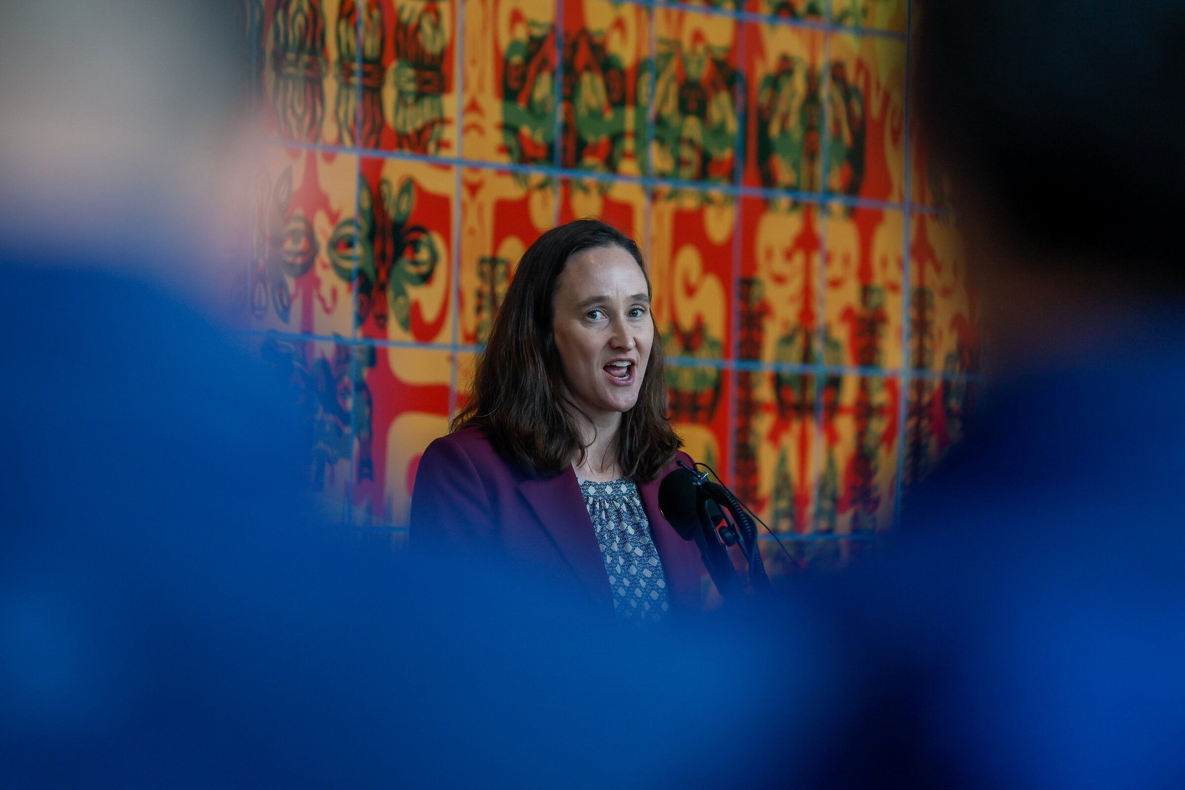 Seattle Mayor Katie Wilson signed a first-in-the-nation law to prohibit grocery stores from setting prices based on customers’ online activity, among other things. (Jennifer Buchanan / The Seattle Times)