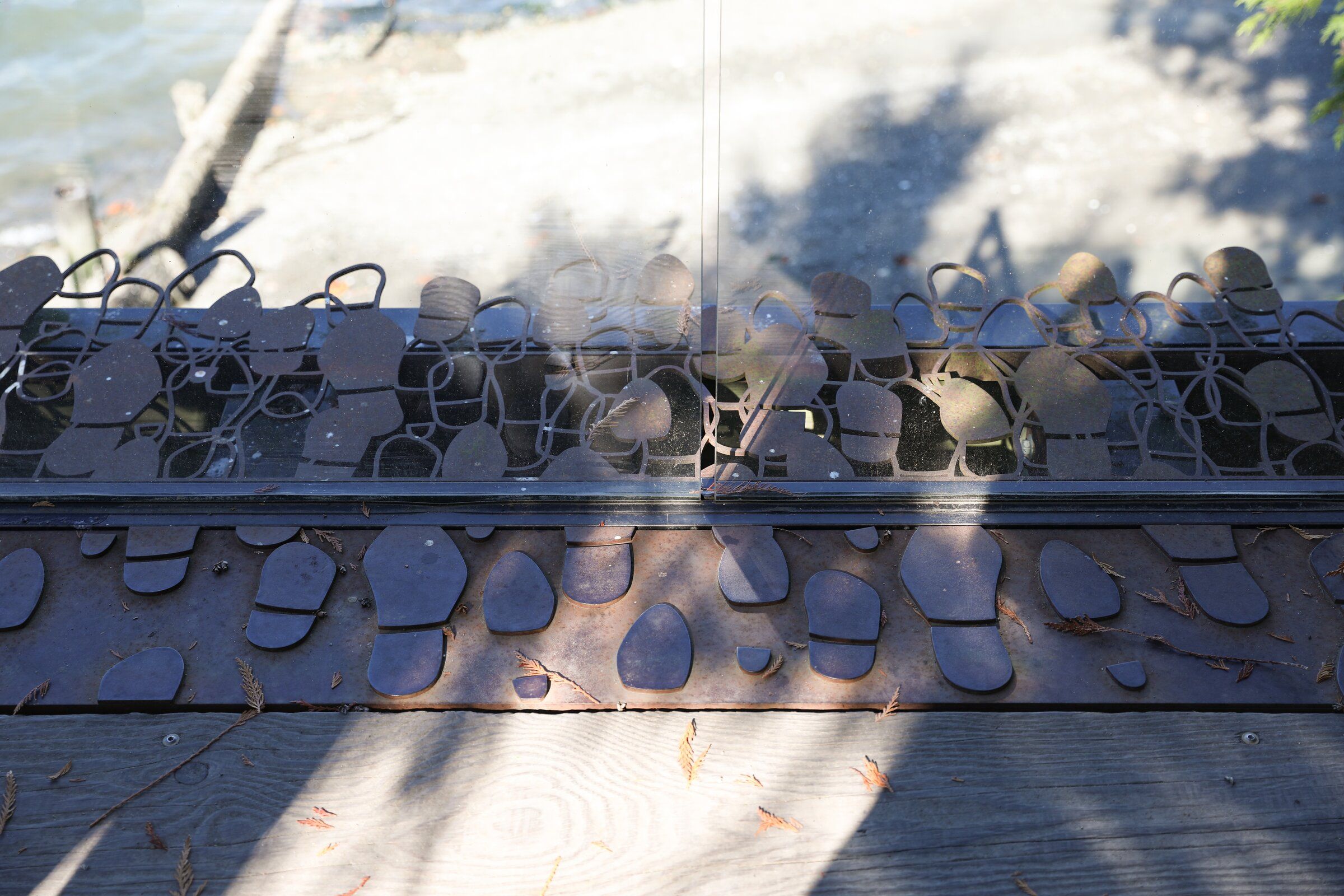 A sculpture at the Eagledale ferry dock in the visitor center for the Japanese American Exclusion Memorial on Bainbridge Island.  
(Naomi Ishisaka / The Seattle Times)