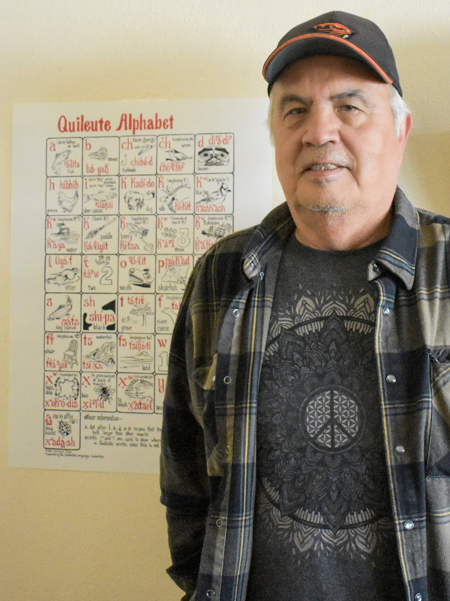 James Jaime, cultural director of the Quileute Tribe, leads a team working to revive the Quileute language from his office in the Quileute Tribal Administration building in La Push, Clallam County. (Sydney Jackson)