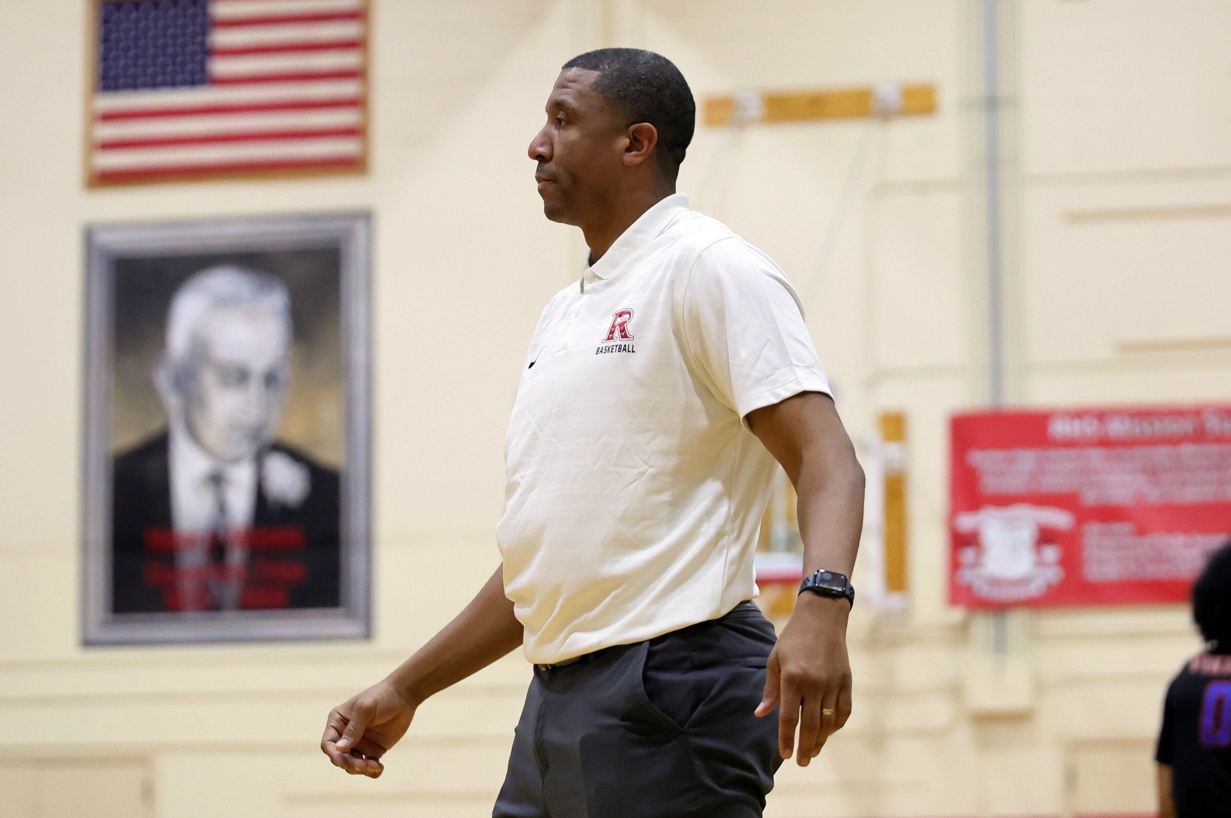 Former Renton High School boys basketball coach Rashaad Powell in Renton. (Kevin Clark / The Seattle Times, 2025)