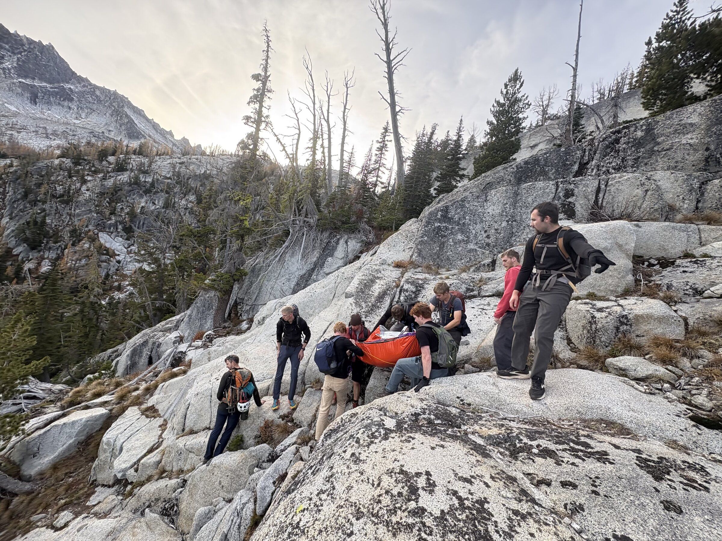 A group of nine hikers, with help from hikers along the trail, helped bring a 36-year-old Eastern Washington woman to safety after her blood sugar dropped around halfway through the Enchantments trail Sunday, her fifth time hiking the trail since August. (Courtesy of Mark Timothy)