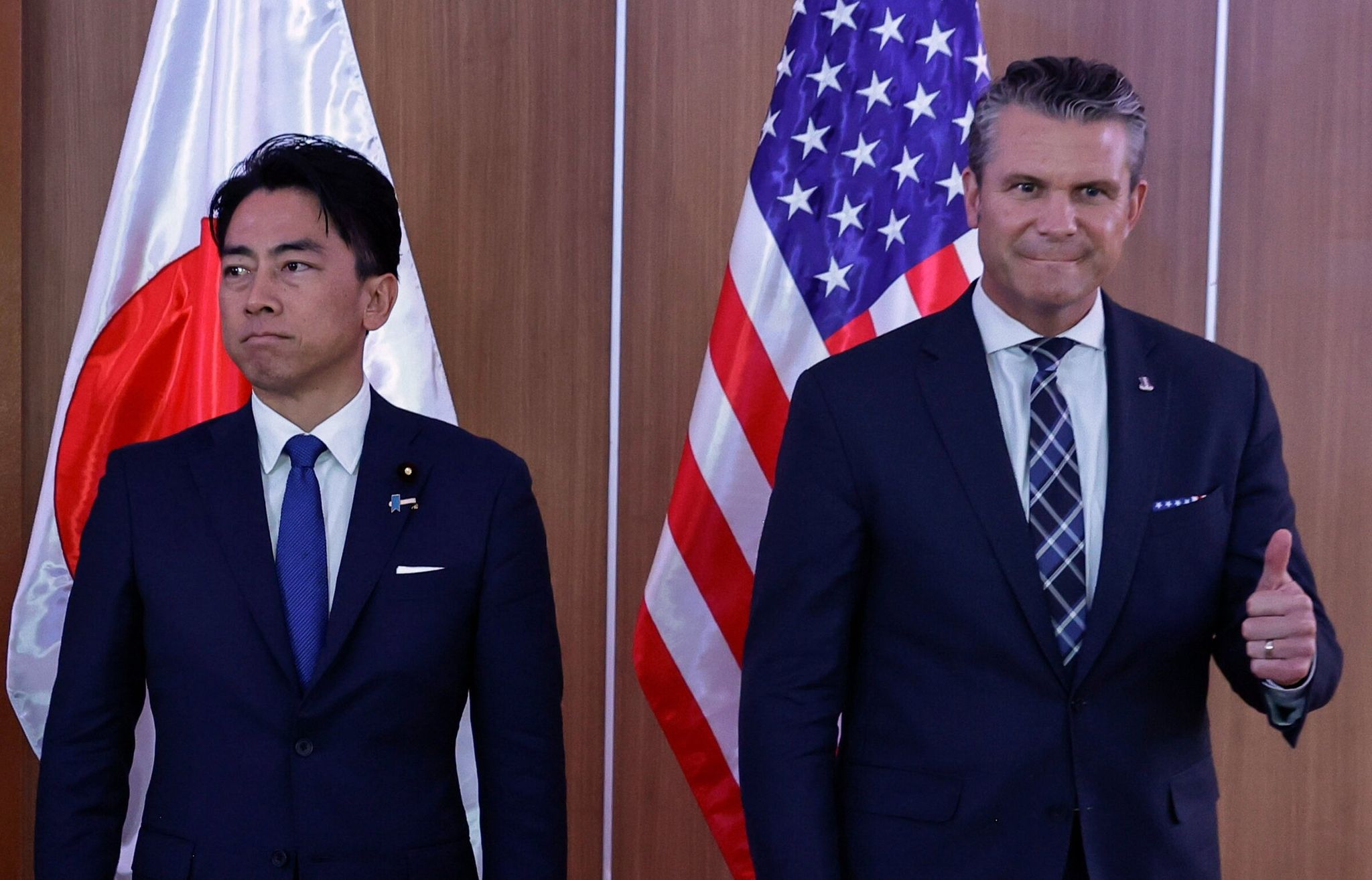 From left, Philippines Defense Secretary Gilberto Teodoro, Australia Defense Minister Richard Marles, Japan Defense Minister Shinjiro Koizumi and U.S.Defense Secretary Pete Hegseth pose for pictures before holding a Quadrilateral Meeting on the sidelines of the 20th Association of Southeast Asian Nations (ASEAN) Defence Ministers’ Meeting (ADMM) and 13th ADMM-Plus Meetings in Cebu, Philippines, Wednesday, Oct. 28, 2026. .(Rolex Dela Pena/Pool Photo via AP) ROL22 ROL22 (Rolex Dela Pena / Rolex Dela Pena/Pool EPA via AP)