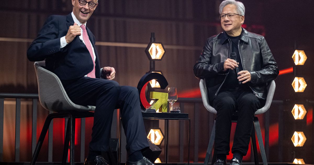Nvidia CEO urges German manufacturers to adopt AI, saying digital tech won’t replace heavy industry